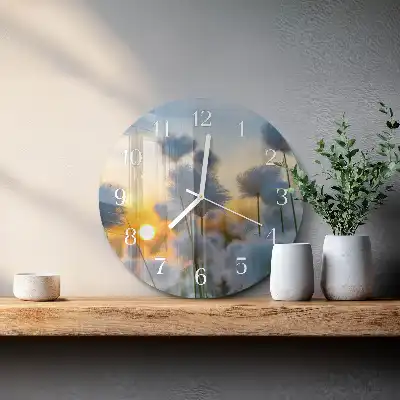 Nástěnné hodiny skleněné kulaté Bavlna