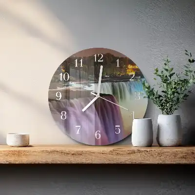 Hodiny na skle kulaté Vodopád