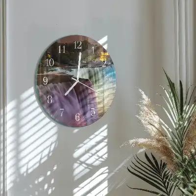Hodiny na skle kulaté Vodopád