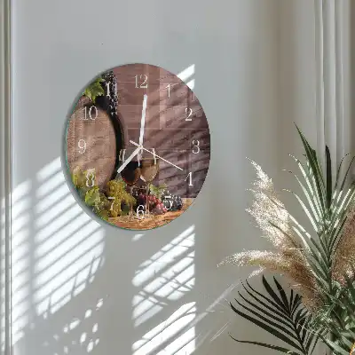 Kulaté skleněné hodiny na stěnu Hrozny