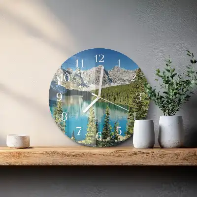 Kulaté skleněné hodiny na zeď Horská příroda
