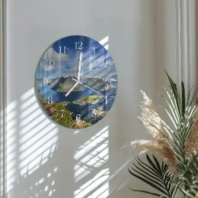 Nástěnné hodiny skleněné kulaté Hory