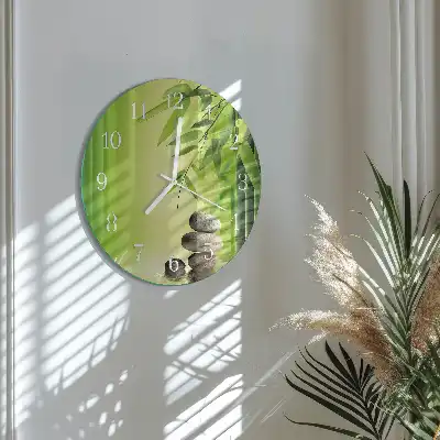 Hodiny s fotkou skleněné kulaté Kameny