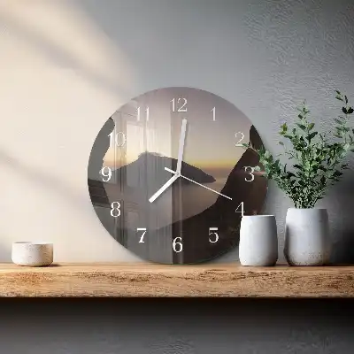 Hodiny s fotkou skleněné kulaté Oceánská hora