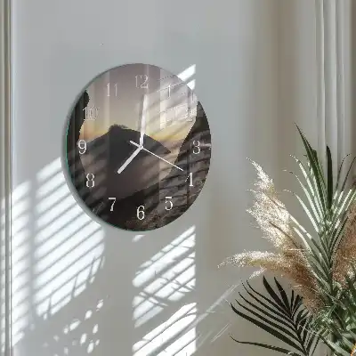 Hodiny s fotkou skleněné kulaté Oceánská hora