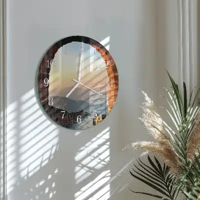 Hodiny s fotkou skleněné kulaté Velká čínská zeď