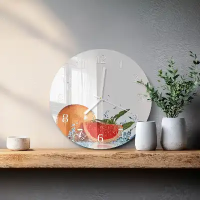 Hodiny na skle kulaté Grapefruit