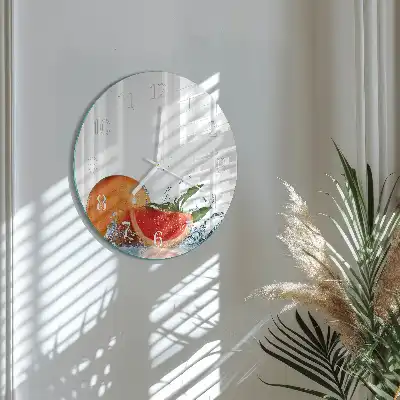 Hodiny na skle kulaté Grapefruit