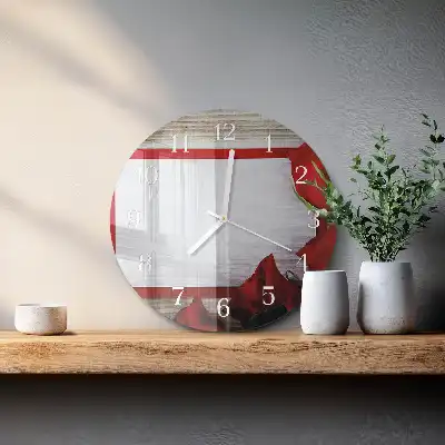 Kulaté skleněné hodiny na zeď Růže