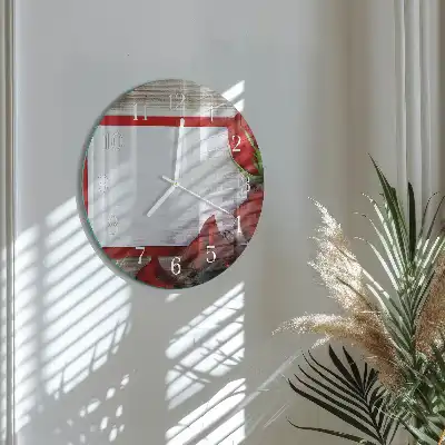 Kulaté skleněné hodiny na zeď Růže