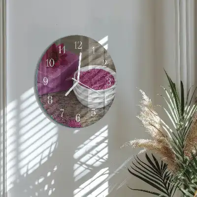 Hodiny s fotkou skleněné kulaté Květ