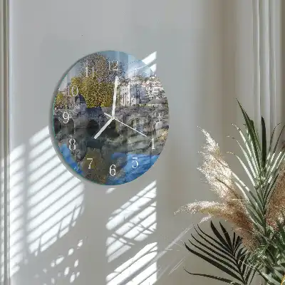 Hodiny s fotkou skleněné kulaté Most