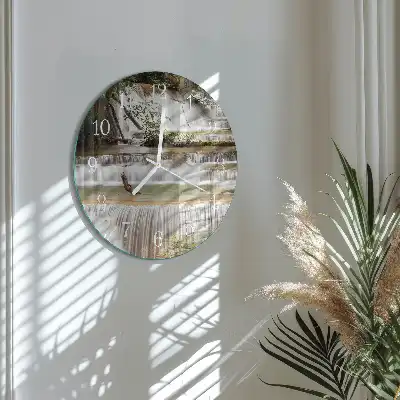 Hodiny na skle kulaté Kaskáda