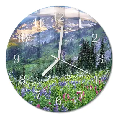 Kulaté skleněné hodiny na stěnu Luční hora