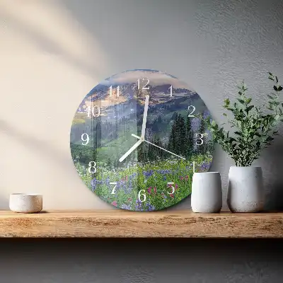 Kulaté skleněné hodiny na stěnu Luční hora