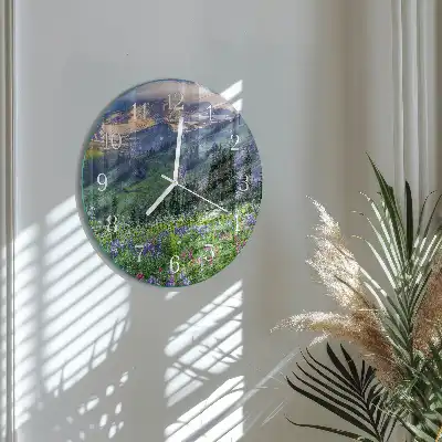 Kulaté skleněné hodiny na stěnu Luční hora