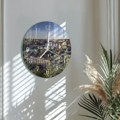 Hodiny s fotkou skleněné kulaté Praha