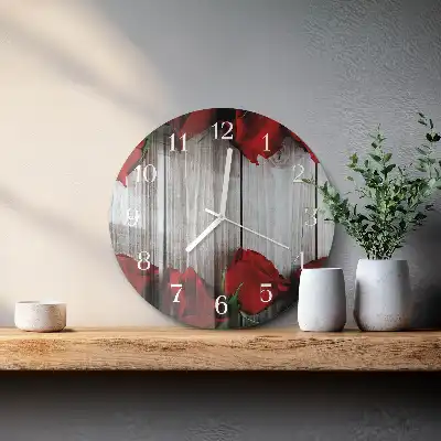 Hodiny na skle kulaté Růžové tablety