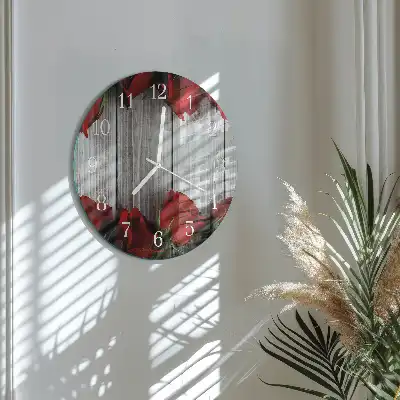 Hodiny na skle kulaté Růžové tablety