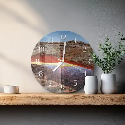 Kulaté skleněné hodiny na stěnu Velký kaňon