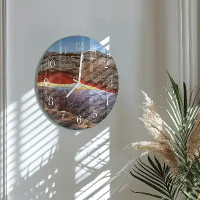 Kulaté skleněné hodiny na stěnu Velký kaňon