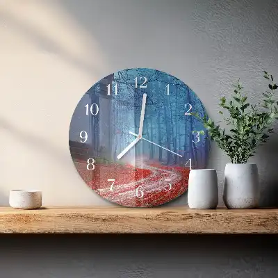 Hodiny na skle kulaté Lesní cesta