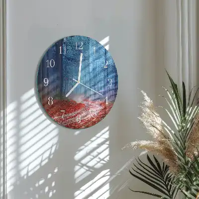 Hodiny na skle kulaté Lesní cesta