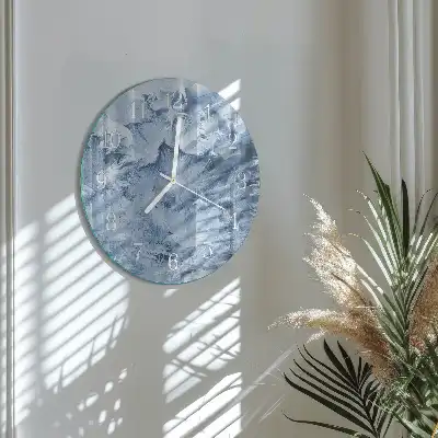 Kulaté skleněné hodiny na zeď Sněhové vločky