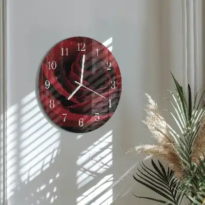 Hodiny na skle kulaté Růže