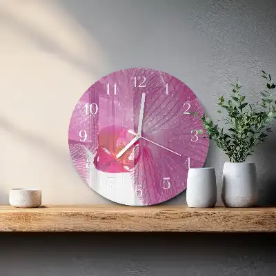 Nástěnné hodiny skleněné kulaté Orchidej