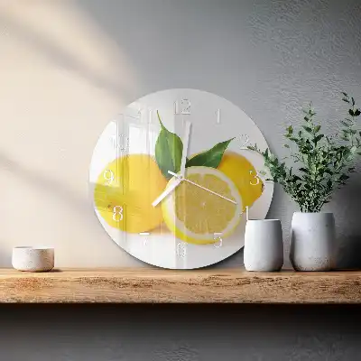 Kulaté skleněné hodiny na zeď Citrony