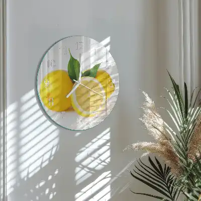 Kulaté skleněné hodiny na zeď Citrony