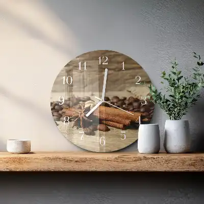 Kulaté skleněné hodiny na zeď Anýz skořice