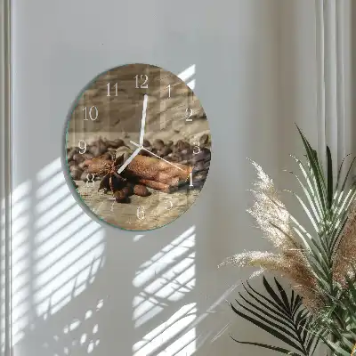 Kulaté skleněné hodiny na zeď Anýz skořice