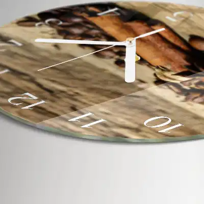 Kulaté skleněné hodiny na zeď Anýz skořice