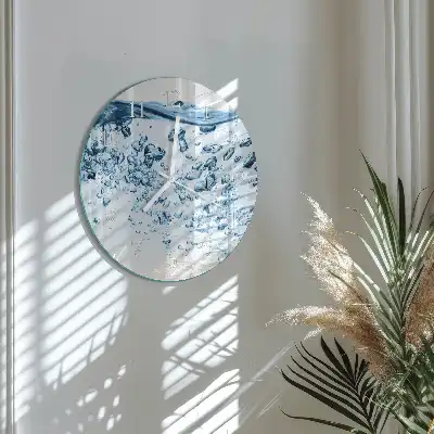 Hodiny na skle kulaté Voda