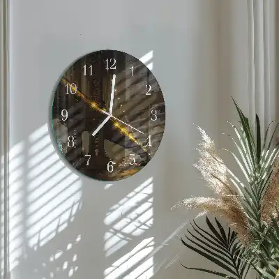 Nástěnné hodiny skleněné kulaté Noční most