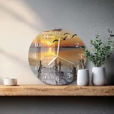 Nástěnné hodiny skleněné kulaté Jezerní most