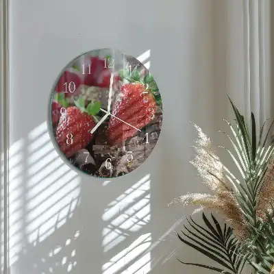 Hodiny na skle kulaté Jahody
