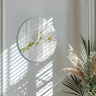 Hodiny na skle kulaté Orchidej