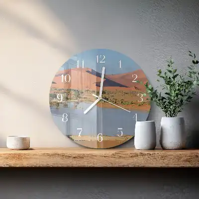 Kulaté skleněné hodiny na stěnu Poušť
