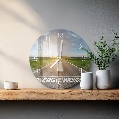 Kulaté skleněné hodiny na zeď Polní cesta