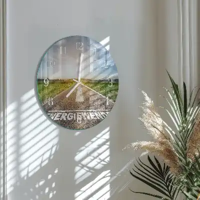 Kulaté skleněné hodiny na zeď Polní cesta
