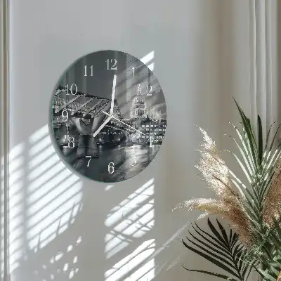 Hodiny s fotkou skleněné kulaté Horizont