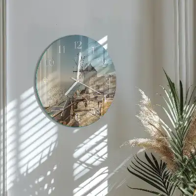 Hodiny na skle kulaté Santorini