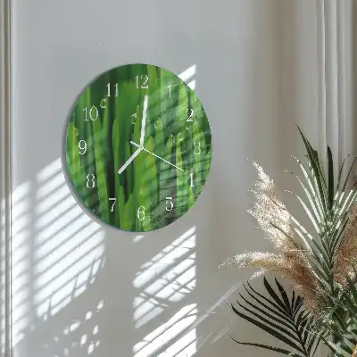 Hodiny s fotkou skleněné kulaté Tráva