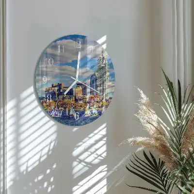 Hodiny na skle kulaté Plachetnice