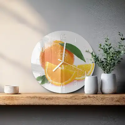 Hodiny s fotkou skleněné kulaté Pomeranče