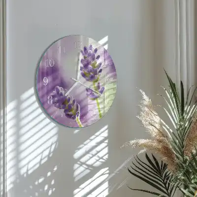 Hodiny s fotkou skleněné kulaté Levandule