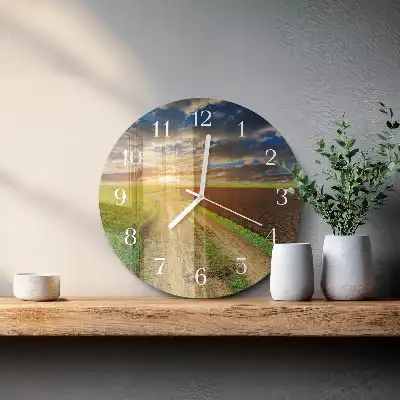 Kulaté skleněné hodiny na zeď Pole